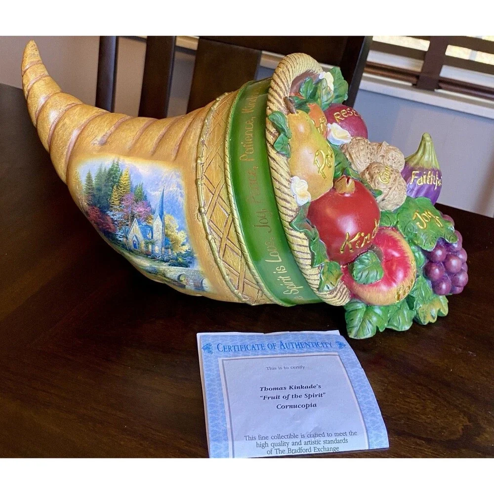 VTG Bradford Exchange Thomas Kinkade’s Fruit of the Spirit Cornucopia WITH COA